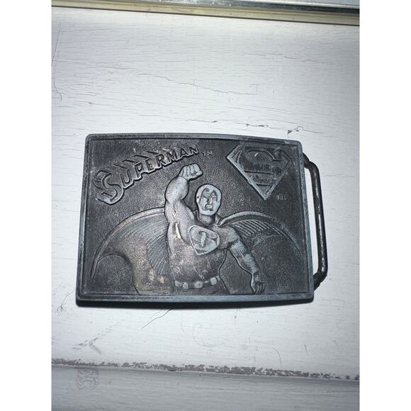 VINTAGE 1976 LEE Co. SUPERMAN METAL BELT BUCKLE - Picture 3 of 6
